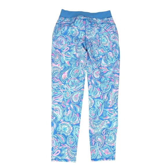 Lilly Pulitzer Luxletic Run Around Pants Women’s XS Zanzibar Blue Fish Kiss Pink - Picture 2 of 11